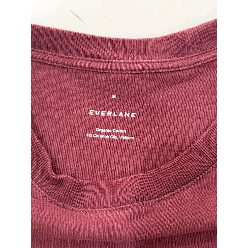 Everlane Organic Cotton Crew Neck T-Shirt Burgundy Maroon Medium M-T-CTN-HVY-SS - Picture 4 of 6